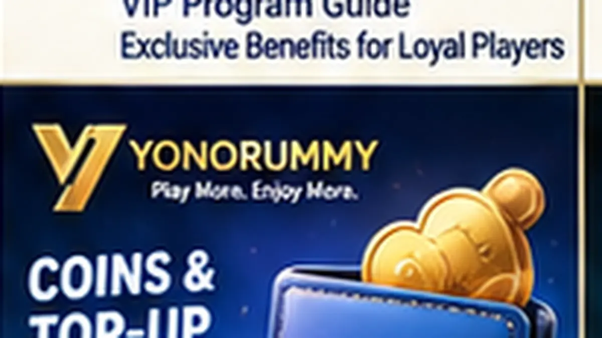 Yonorummy coins and top-up guide with wallet and mobile payment illustration